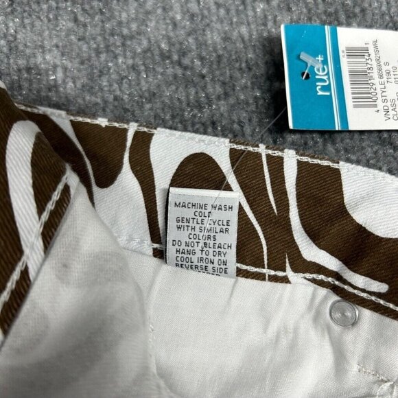 Rue21 Jeans Womens Plus 1X Brown White Denim Skate Straight Leg Wavy Stretch New - Picture 9 of 12
